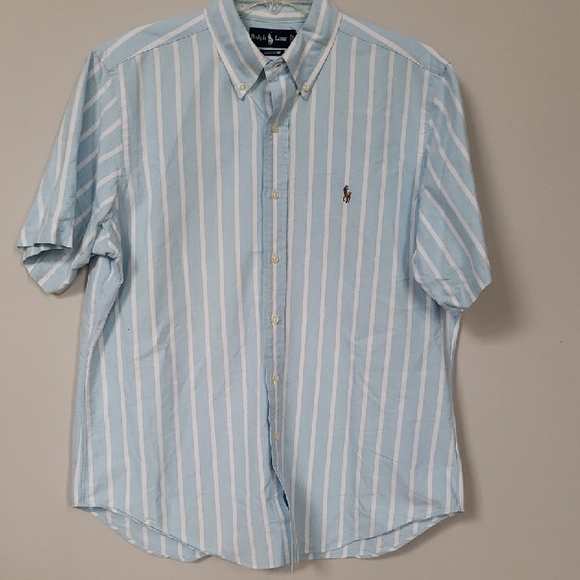 Polo Ralph Lauren Other - Ralph Lauren Polo Shirt Men's L Classic Fit S/S Striped Flesh Pony Oxford